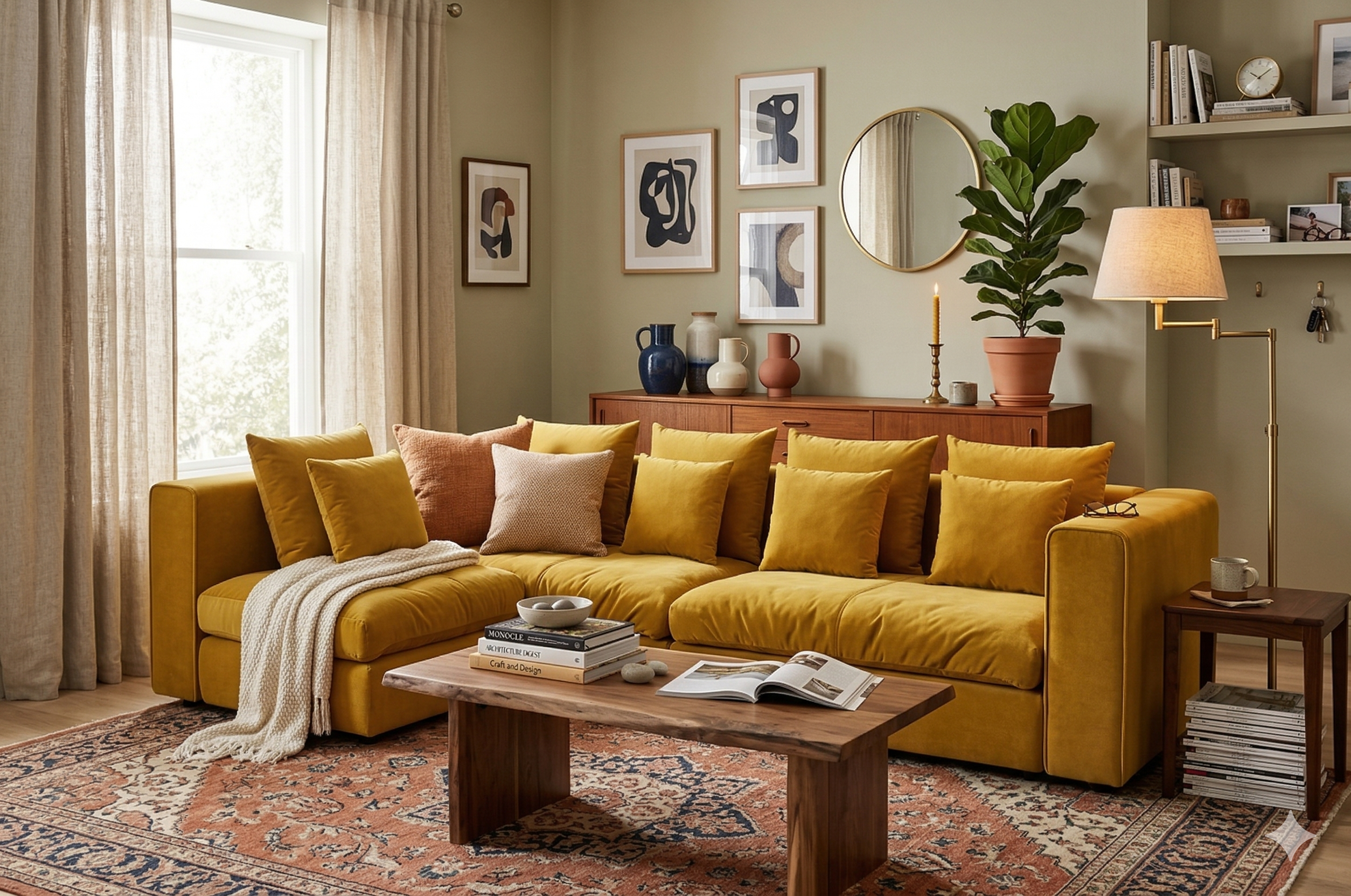 Диван в домашнем интерьере