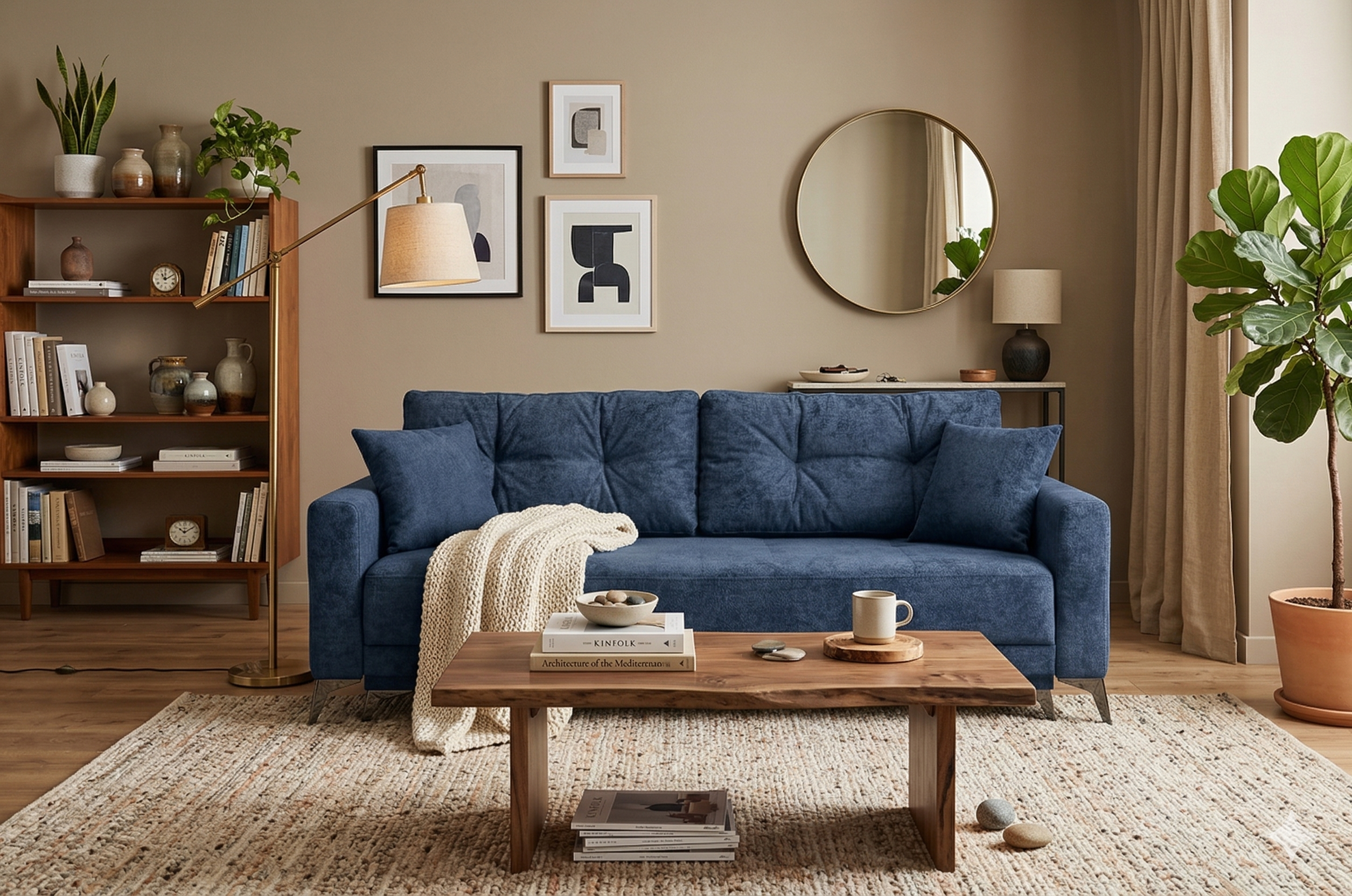 Диван в насыщенном интерьере